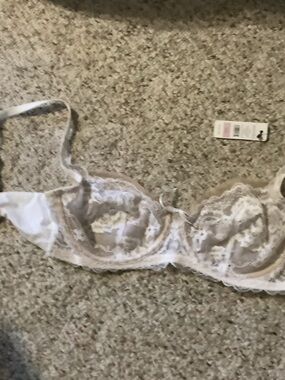 Skarlett Blue Sheer Lace Underwire Bra in White and Nude, 32D